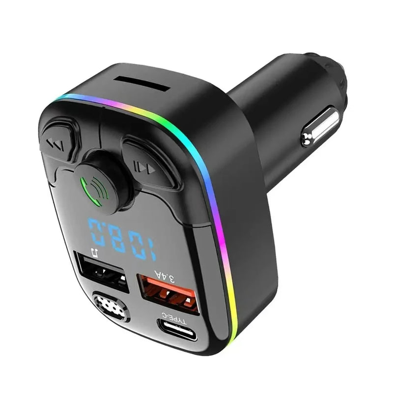 CARREGADOR VEICULAR USB, TIPO C, COM TRANSMISSOR FM, BLUETOOTH, MP3