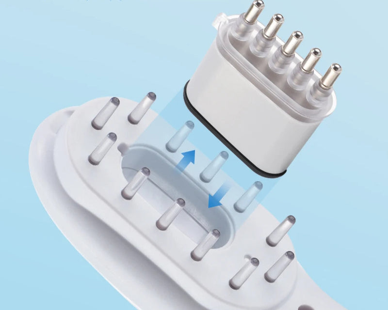 Escova massageadora  para couro cabeludo, com luz de LED e aplicador de liquidos